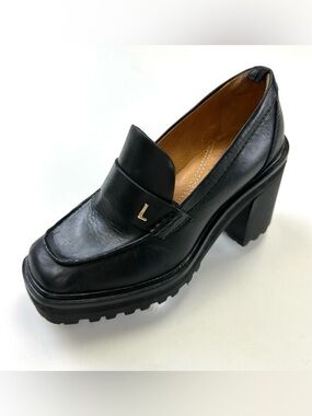 Dr Liza Footwear Priscilla Loafer Pump black lug heel leather Size 5 Classic
